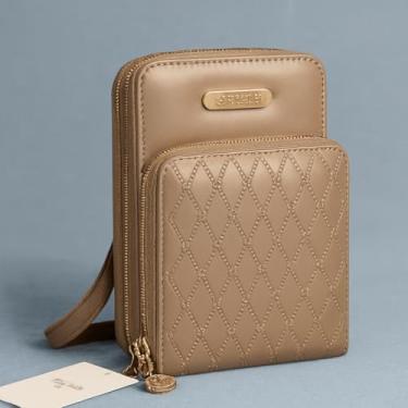 Imagem de Bolsa Transversal Celular Carteira Feminina Organização (marrom)