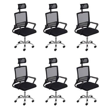 Imagem de Loft7 Home Decor, Kit 6 Cadeiras de Escritório Giratória Alta Lyon, Preto