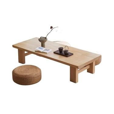 Imagem de Mesa de café de design simples vintage mesa de chá quadrada japonesa longa mesa de chá para sentar no chão, móveis de café, mesa de canto para sala de estar, mesa lateral minimalista para sala de