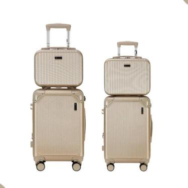 Imagem de Kit Mala 4 Peças, 2 Malas com Rodinha 2 Necessaire Frasqueira, com Fec