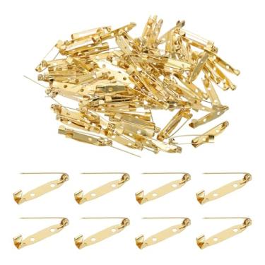 Imagem de PATIKIL Broche traseiro de 100 peças, pino de barra de 30 mm (1,17"), fecho de segurança, amarelo