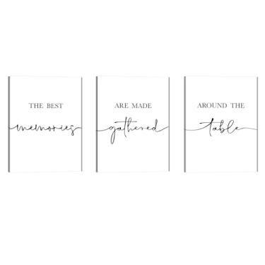 Imagem de The Best Memories Are Made Gathered Around The Table Conjunto de 3 decoração de parede de sala de jantar moderna casa de fazenda cozinha placa de arte de parede decoração de casa emoldurada 30 cm x 40