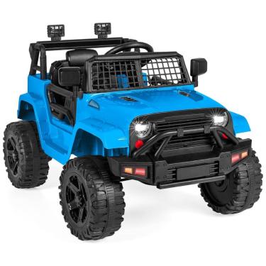 Imagem de Caminhão Infantil Elétrico 12V da Best Choice Products com Controle Remoto para Pais, Suspensão de Molas, Luzes de LED e Entrada AUX Azul