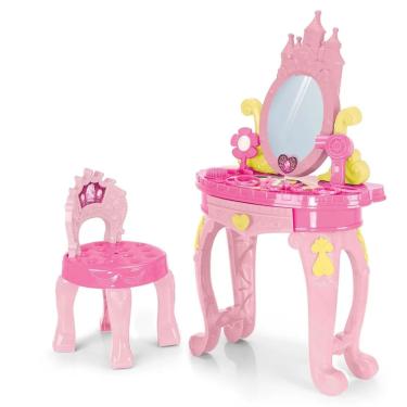 Imagem de Penteadeira Infantil Princesas Rosa com Banquinho - Homeplay