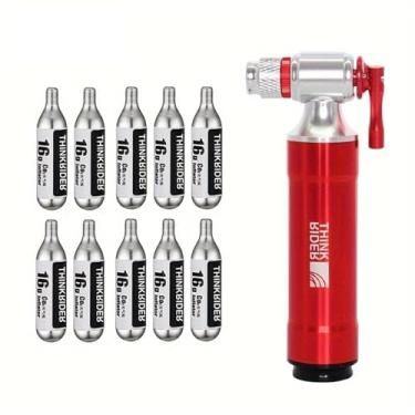 Imagem de Bomba para bicicleta Schrader Presta adaptador bomba inflador de alumínio tubo de pneu tamanho mini MTB CO2 Ca (pacote com 16 g x 10)