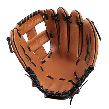 Imagem de Luvas de beisebol luva de beisebol de couro mão esquerda mão direita luva de treino para basebol para jovens adultos crianças (cor: Brown, tamanho: Left Hand 11")