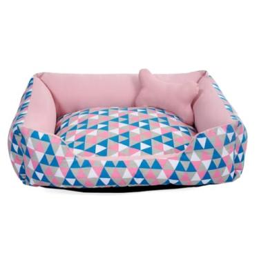 Imagem de Cama para Pet em Formato de Ninho - Conforto Seguro, Fundo Impermeável e Design Aconchegante para Cachorros e Gatos (Geométrico Rose)