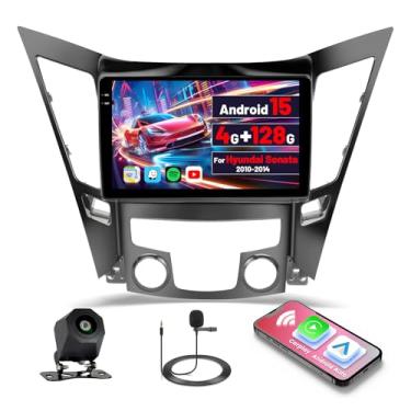 Imagem de Inefala [4G + 128G] Estéreo automotivo Android 15 para Hyundai Sonata 2010-2014 com carro sem fio/Android Auto, tela sensível ao toque HD de 9 polegadas com GPS WiFi, Bluetooth, FM/RDS rádio EQ SWC e