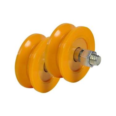 Imagem de Kit 2 Roldana Portão Nylon Laranja 2" Cantoneira Com Parafuso - FP - F