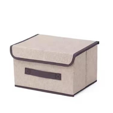 Imagem de Caixa Dobrável Organizadora Porta Treco Brinquedo Multiuso Desmontável Cesto Empilhável Tecido Com Tampa Organização Guarda Roupa