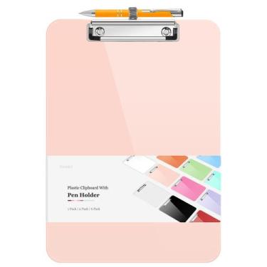 Imagem de Prancheta Sooez Plastic com suporte para canetas A4 22x28cm rosa