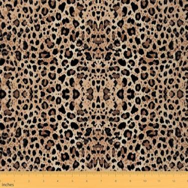 Imagem de jejeloiu Tecido de estofamento infantil com estampa de leopardo para cadeiras 1 jarda tecido de chita da The Yard para meninos meninas adolescentes safári para projetos de bricolage em casa, decoração