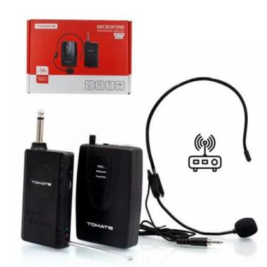 Imagem de Kit Microfone Vhf Sem Fio Auricular Cabeça Headset Lapela - Tomate