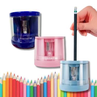 Imagem de Apontador Lápis Elétrico A Pilha Automático Escolar Depósito - Tomate,