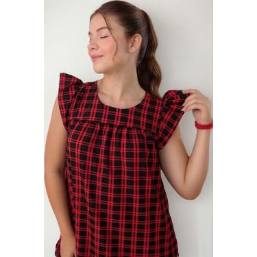 Imagem de Vestido Infantil Xadrez Grande Preto Com Vermelho - Se Tu Benção, Xadr