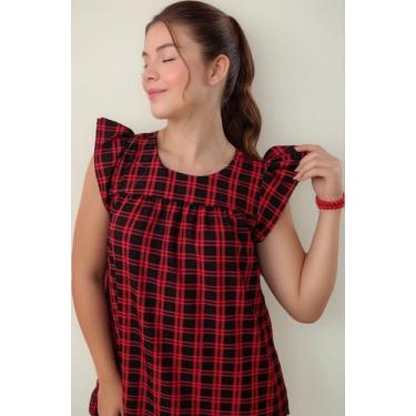 Imagem de Vestido Infantil Xadrez Grande Preto Com Vermelho - Se Tu Benção, Xadr