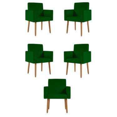 Imagem de Kit 05 Cadeiras Poltronas Decorativa - Escritório - Recepção Cor:verde