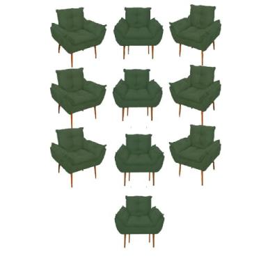 Imagem de Kit 10 Poltronas Opala Sala Quarto Recepção Salão Cor:verde