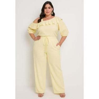 Imagem de Calça Pantalona Plus Size em Crepe Crinckle com Bolsos-Feminino