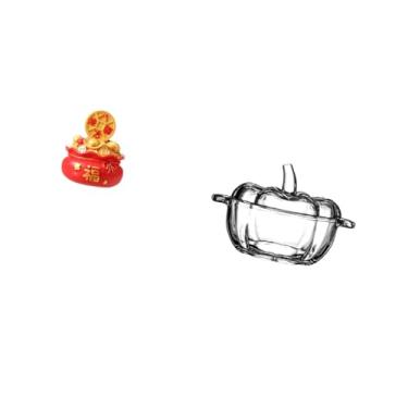 Imagem de Fenteer Bacia de de Vidro para Festival, Enfeite de Abóbora para Presente de Inauguração de Casa de Ano, Pote de Biscoitos Transparente, Arte, Ar