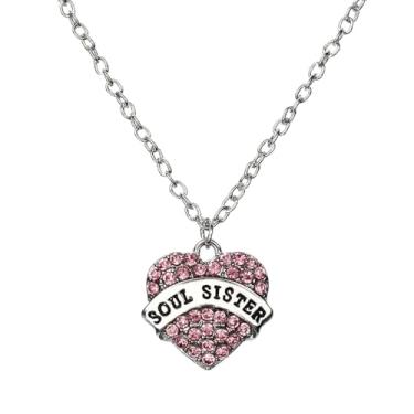 Imagem de Colar de coração para amiga, alma, irmã, presente para amigos, presente de aniversário de Natal para amigos, One Size, Strass, Sem Pedra Preciosa