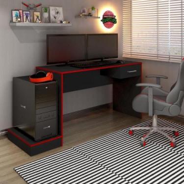 Imagem de Mesa Gamer E Suporte De Cpu Cr25205 Preto/Vermelho - MULTIMOVEIS