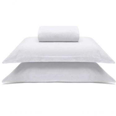 Imagem de Jogo De Cama Buettner Queen Malha 100% Algodao Liso 3 Peças Image Branco