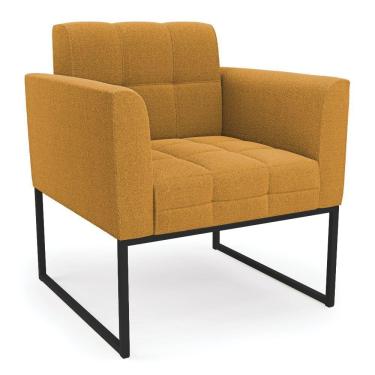 Imagem de Poltrona Sala De Estar Industrial Preto Elisa Bouclê Mostarda D03 - D'rossi