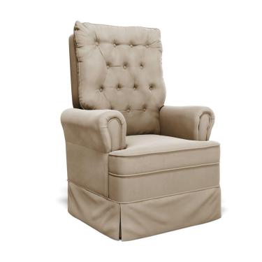 Imagem de Poltrona De Amamentação Com Balanço Laura Veludo Marrom Tb302 Base De Madeira - D'rossi