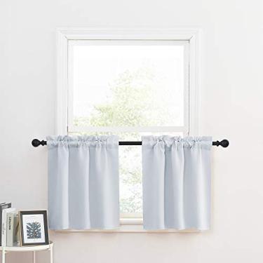 Imagem de Cortinas blackout de janela pequena para cozinha com eficiência energética ajustável, painéis de cortina com bolso de haste, cortinas curtas para porão (pacote com 2, L 73 x C61 cm Cabeçalho de 4 cm