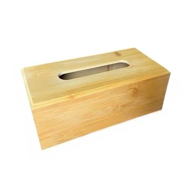 Imagem de Porta Lenço de Bambu Moderno Retangular – Caixa Decorativa para Guardanapo e Lenços, Design Minimalista para Banheiro, Sala e Escritório(BAMBU - GRANDE 23.5x11cm)
