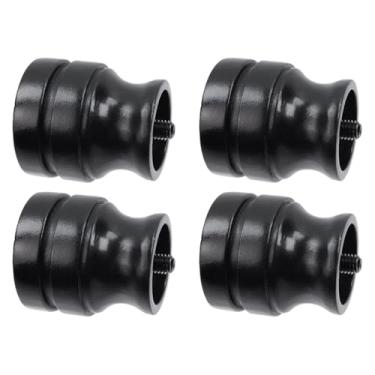 Imagem de Semetall Acabamento de varão de cortina, tampas rosqueadas para varões de cortina, acabamentos de substituição de 2,5 cm de diâmetro, preto, pacote com 4