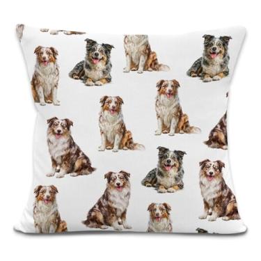 Imagem de Yorhifa Capas de almofada de pastor americano em miniatura 45,7 x 45,7 cm, presentes para donos de cães, capas de almofada decorativas, presentes de cães para amantes de cães, capas de almofada para