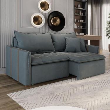 Imagem de Sofá Cama Retrátil em Madeira Eucalipto e Veludo 200cm Creta - Conceit