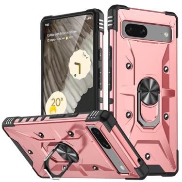Imagem de SORAKA Capa para Google Pixel 7 com suporte para anel,PC rígido e TPU macio,proteção dupla 2 em 1,compatível com suportes magnéticos para carros