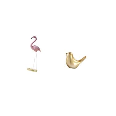 Imagem de Fenteer Estátua de Flamingo em Resina, Escultura de Pássaro, Decoração para Casa, Lareira, Arte Moderna, Estatueta de Jardim com Suporte de Metal, Estatueta D