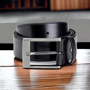 Imagem de Cinto Masculino Couro Legitimo PLUS SIZE Social Preto Original Alta qu