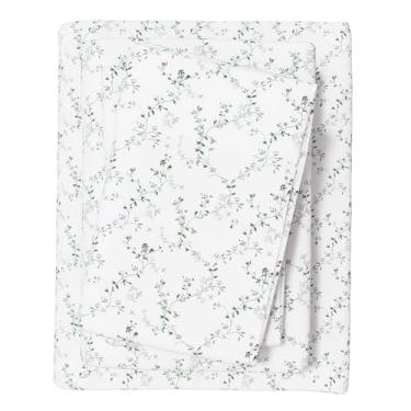 Imagem de Jogo de cama queen de flanela - 100% algodão turco, escovado, floral de inverno - ultramacio, aconchegante, conjunto de cama de 4 peças (verde vinhas de inverno)