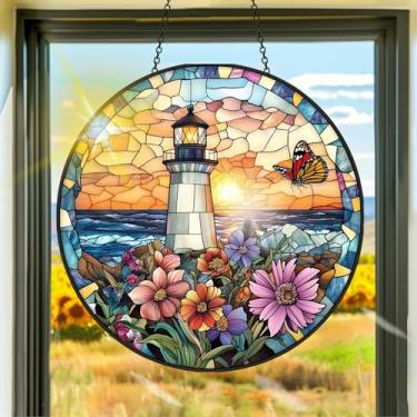 Imagem de Apanhador de sol de acrílico colorido, decoração de janela suspensa para farol de apanhadores de sol, arte de parede de arco-íris, para quarto, varanda, interior e exterior, jardim, enfeites de Natal