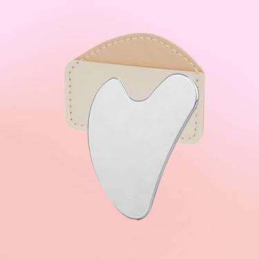 Imagem de Massageador Gua Sha de aço inoxidável, ferramenta facial para reduzir o inchaço e esculpir a mandíbula, instrumento manual de acupuntura para cuidados com a pele