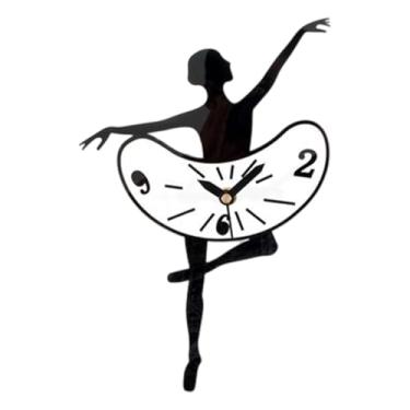 Imagem de XLWLLNJ Relógio de parede de bailarina, relógio pendurado de bailarina, decoração minimalista para quarto, quarto infantil, estúdio