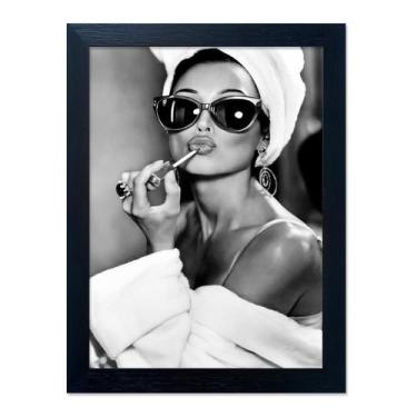 Imagem de Arte de parede em tela AIANHUA, lábios em preto e branco, impressão de