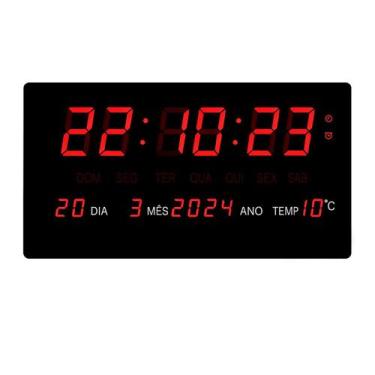 Imagem de Relógio de Parede LED Digital com Hora, Data e Temperatura para Escrit