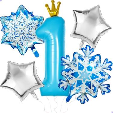 Imagem de Frozen 1st Birthday Party Decorations Balloon, 40" Elsa 1 Balloon with Crown SnowFlake Foil Mylar Balloons for Princess Anna Elsa Frozen Theme Birthday Supplies, Birthday Decorations, Party Favors