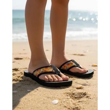 Imagem de Chinelo Feminino DuRio Búzios Estampado Colorido Macio Leve Vegano Sec