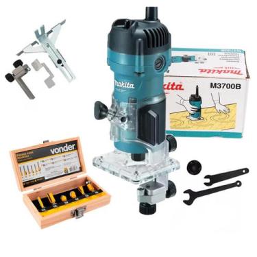 Imagem de Tupia Manual Makita, 530W, 6mm, com Kit Exclusivo com 6 Fresas Vonder 
