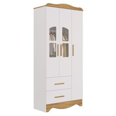 Imagem de Armário Infatil 3 Portas 2 Gaveta Lisi - Moveis Peroba Amendoa-branco