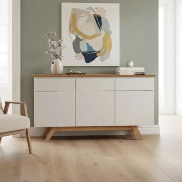 Imagem de Buffet Toronto Para Sala De Jantar Moderno 3 Portas Valverde Moveis Cinamomo-off White