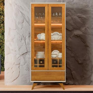 Imagem de Cristaleira Adega Reflecta 2 Portas De Vidro C- Led - Mavaular Off White-naturalle