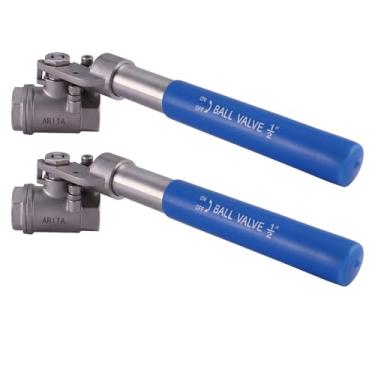 Imagem de ARITA Válvula esférica com manípulo "Deadman" de retorno de mola 1/5.1 cm, aço inoxidável 304 porta completa 1500PSI para água, óleo e gás, fêmea NPT, 2 UNIDADES